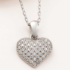 Silver Domed Heart Women's Necklace