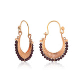 Silver Burgundy Stone Bohemian Earrings