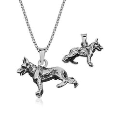 Silver Grey Wolf Men's Necklace