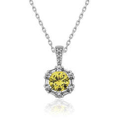 Silver Wheat Yellow Baguette Stone Women's Necklace