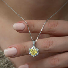 Silver Wheat Yellow Baguette Stone Women's Necklace