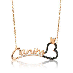 Silver My Love Written Single Stone Heart Women's Necklace