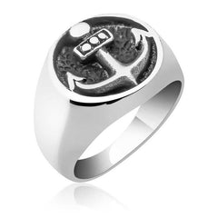 Bague homme ancre en argent