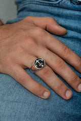 Bague homme ancre en argent