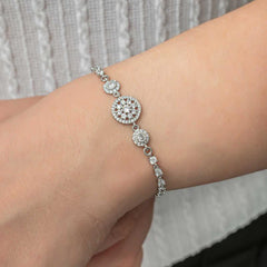 Silver Circle White Stone Waterway Women's Bracelet