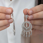 Silver Circle Filigree Dangle Women's Earrings