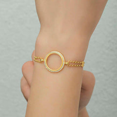 Gümüş Çeyrek Takılabilen Altın Kaplama Kadın Bileklik