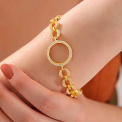 Gold Plated Women's Bracelet with Silver Quarter Attachment