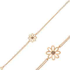 Bracelet femme fleur rose en argent