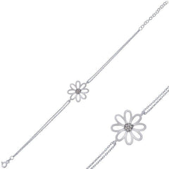 Bracelet femme fleur en argent