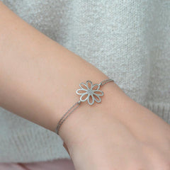 Bracelet femme fleur en argent