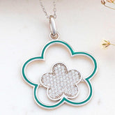 Collier pour femme en argent à motifs floraux