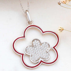 Gümüş Çiçek Desenli Kadın Kolye