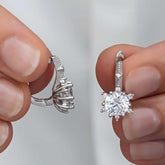 Silver Flower Patterned Women's Earrings