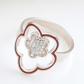 Silver Flower Patterned Women's Ring