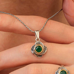 Silver Flower Patterned Authentic Women's Necklace