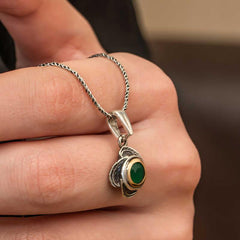 Silver Flower Patterned Authentic Women's Necklace