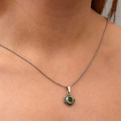 Silver Flower Patterned Authentic Women's Necklace