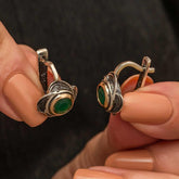 Silver Flower Patterned Authentic Women's Earrings