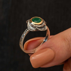 Silver Flower Patterned Authentic Women's Ring