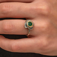 Silver Flower Patterned Authentic Women's Ring