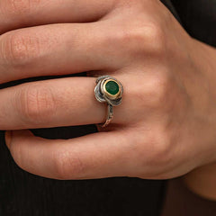 Silver Flower Patterned Authentic Women's Ring