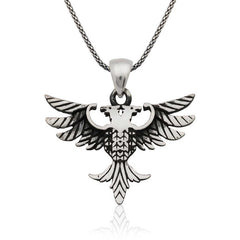 Silver Double Headed Eagle Men's Necklace