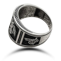 Silver Double Headed Eagle Men's Ring