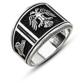Silver Double Headed Eagle Men's Ring