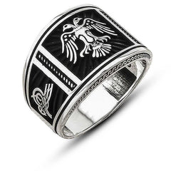 Silver Double Headed Eagle Men's Ring