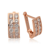 Silver Double Row White Stone J Women's Earrings