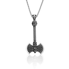 Collier hache double face en argent
