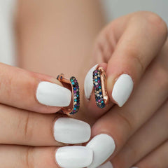 Silver Double Sided Mix Stone J Women's Earrings