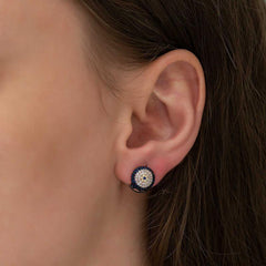 Silver Double Sided Evil Eye Women's Earrings