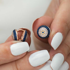 Silver Double Sided Evil Eye Women's Earrings