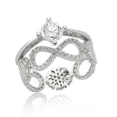 Silver Double Sided Infinity Single Stone Ring