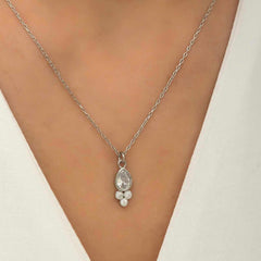 Collier solitaire goutte de rosée en argent pour femme