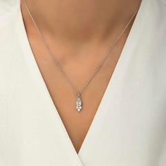 Collier solitaire goutte de rosée en argent pour femme