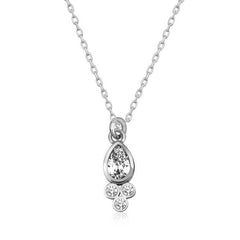 Collier solitaire goutte de rosée en argent pour femme