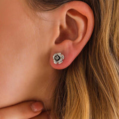 Silver Studded Rose Women's Earrings