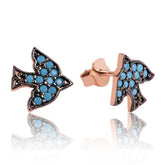 Silver Studded Swallow Earring