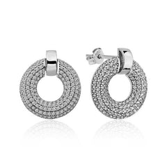 Silver Multi Stone Circle Women's Earrings