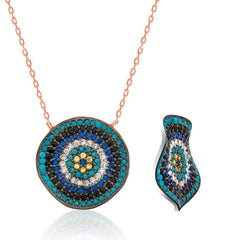 Silver Wavy Evil Eye Women's Necklace