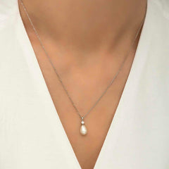 Silver Drop Pearl Women's Necklace