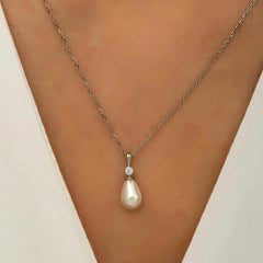 Silver Drop Pearl Women's Necklace