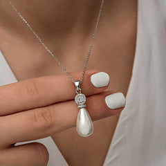 Silver Drop Pearl Women's Necklace