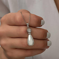 Silver Drop Pearl Women's Necklace