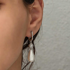 Silver Drop Pearl Women's Earring