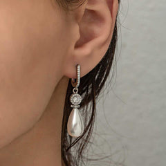 Silver Drop Pearl Women's Earring