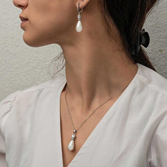 Silver Drop Pearl Women Set